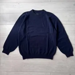 カシミヤ100%　ネイビー　クルーネックセーター　ニット　シンプル