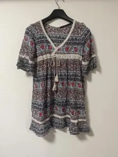【美品】rivet & surge 花柄 チュニック ワンピース M レースのサムネイル