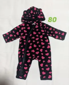 可愛い うさぎ耳 ボアフリース ジャンプスーツ 80 カバーオール 防寒