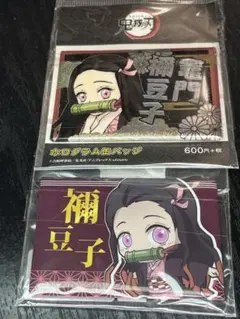 鬼滅の刃 ネズコ　ホログラム缶バッジ、名刺タイプ缶バッジ２個セット