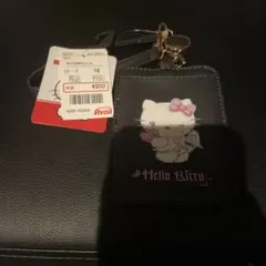 Hello Kitty パスケース 黒　天使と悪魔