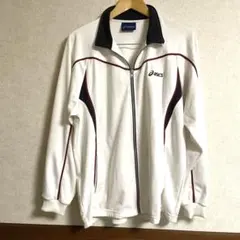 asics ホワイト ジッパージャケット　Lサイズ