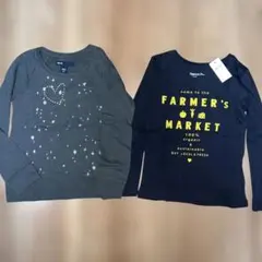 新品gapkids110プリント長袖カットソー2枚セットラインストーン付