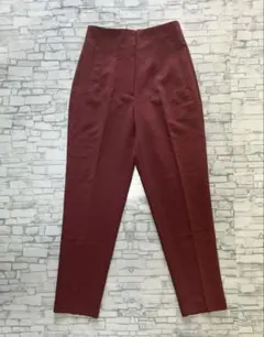 【ZARA】ザラ ハイウエスト センタープレス テーパードパンツ ピンク深 XS