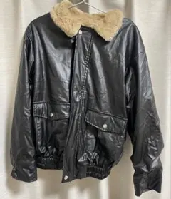 ファー付き黒レザージャケット