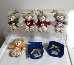 ディズニー、ダッフィー、シェリーメイぬいぐるみバッチ、10周年ストラップチェーン