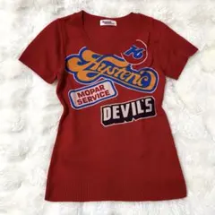 ヒステリックグラマー　サマーニット　半袖　ロゴ　ニット　レッド　ピチTのサムネイル