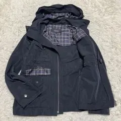 美品 M バーバリーブラックレーベル ホースロゴ マウンテンパーカー ネイビー