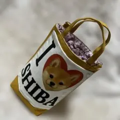 仕切りポシェット☆帆布グリーングレー/フレンチブルドッグ(グリーン