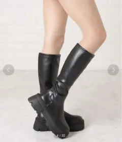 Lace Ladies 厚底ストレッチロングブーツ ブラック24.5