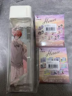 Heros 海の家 赤城ウェン スクエアボトル 缶バッジ ステッカー 3点セット