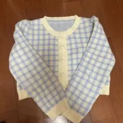 【GRL】チェックカーディガン 水色