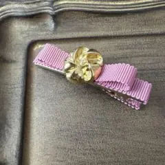 リボンヘアピン　ピンク