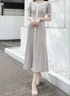 【MERCURY DUO】美品 25ss バイカラー ニット ロングワンピース