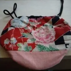 和装用バッグ 花柄 赤 ピンク