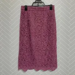 紫 レース タイトスカート ひざ丈 プロポーションボディドレッシング