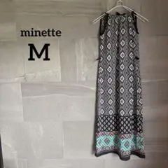 minette 【M】 ノースリーブワンピース マキシ丈 総柄 キャミ