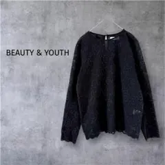 BEAUTY & YOUTH レースブラウス 黒 長袖 上品 透け感 きれいめ
