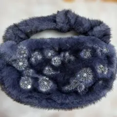 ZARA フェイクファー ハンドバッグ パープル 紫 スパンコール