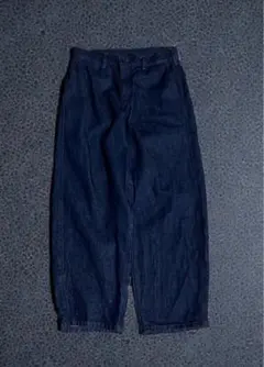 UNIQLO ユニクロ デニムパンツ S 濃紺 ワイド テーパード 綿100%