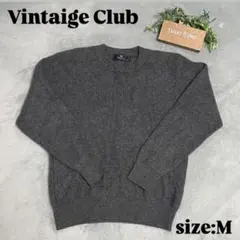 【Vintaige Club】リブ編みニットセーター （M)ダークグレー