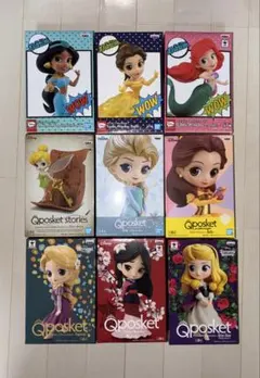 ディズニー プリンセス Qposket等 フィギュア 9体セット