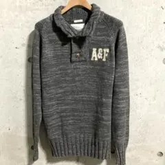 アバクロンビー＆フィッチ A&F ロゴ刺繍 ショールカラーニット メンズ