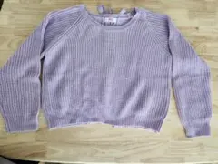 ラベンダー バックリボンニットセーター 長袖