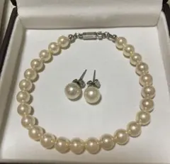 貝パール　ブレスレット　ピアス　セット