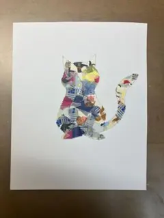 カラーテープ 切り絵 アート 猫