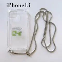 新品　iPhone13 ケース メタリックストラップ付き