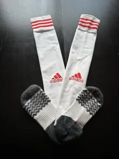 adidas サッカーソックス ホワイト/レッド