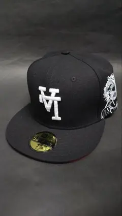 New Era夜光ジーザス刺繍カスタムLAドジャースキャップブラック1/2