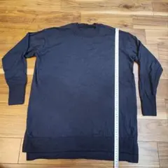 メンズ ウール100％ 長袖セーター ダークグレー Mサイズ