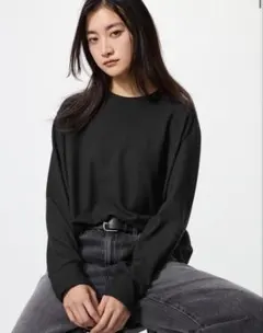 ユニクロ　ソフトニットフリースクルーネックT ブラック　Lサイズ