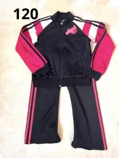 adidas ジャージ ブラック×ピンク　セットアップ120