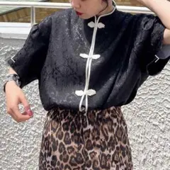 jouetie スタンドカラーチャイナシャツ　黒　ブラック