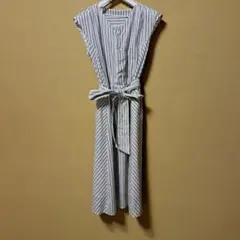 ROPE PICNICストライプ ノースリーブ シャツワンピース