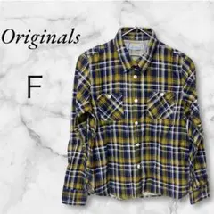 【未使用】Originals 　長袖ネルシャツ　 F　イエロー系チェック柄
