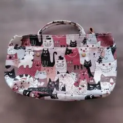猫柄 ポーチ ミニバッグ ハンドル付き