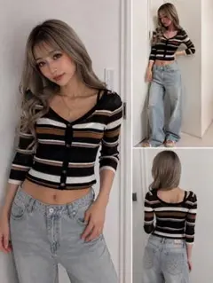 EMODA エモダ　トップス　ボーダー　半袖　2wayのサムネイル