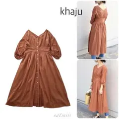 khaju . コットン ドビー ふんわり 切り替え ワンピース