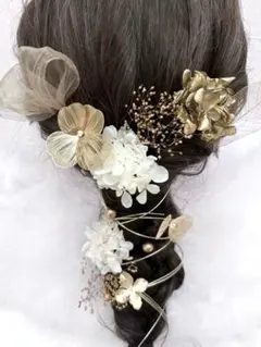 再販☆髪飾り☆袴卒業式成人式前撮り結婚式編み下ろしホワイトゴールドヘッドドレス