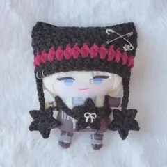 ワインレッドラメ×ブラック にじぱぺっと ぬい帽子 猫耳帽子 ニット帽 編み物
