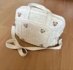 マザーズバッグ トートバッグ　くまさん　キルティング　ホワイト　くま　バッグ