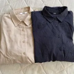 ストライプ　長袖シャツ 2枚セット　ユニクロ　ワイシャツ　匿名配送