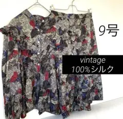 【絹100%セットアップ】昭和レトロヴィンテージ　一点物　高級　良質　花柄　レア