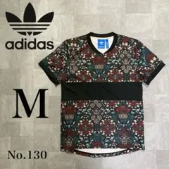 希少！ adidas 刺繡ロゴ 総柄 トレフォイル 半袖 Tシャツ