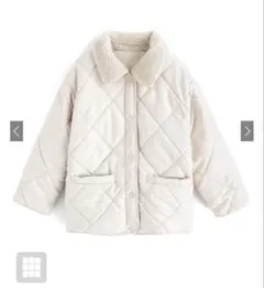 GRL アイボリー ボア襟 キルティングジャケット