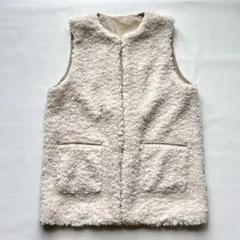 Fredy emue　フェイクレザー切り替え　ボアベスト　ジレ　M